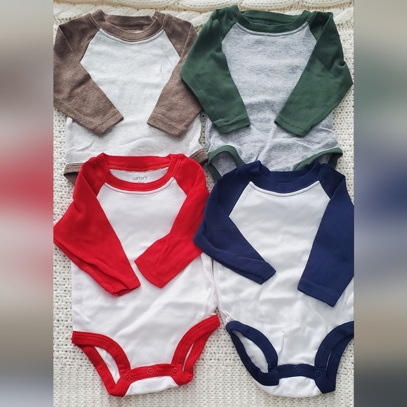 Carter's Kids One Piece Bodysuit Set - Red, Green, Blue, Brown - Picture 1 of 2